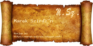 Marek Szirén névjegykártya